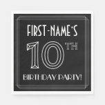 [ Thumbnail: 10th Birthday Party: Art Deco Style + Custom Name Napkins ]