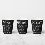 [ Thumbnail: 10th Birthday Party: Art Deco Style + Custom Name Paper Cups ]