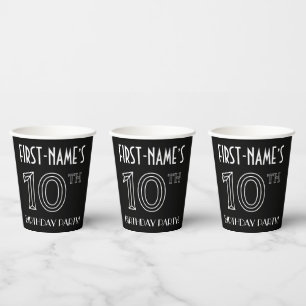 10th Birthday Party: Art Deco Style + Custom Name Paper Cups