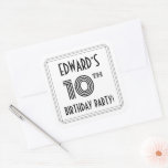 [ Thumbnail: 10th Birthday Party: Art Deco Style + Custom Name Sticker ]