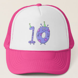 10th Birthday Party Cartoon Creatures. Trucker Hat
