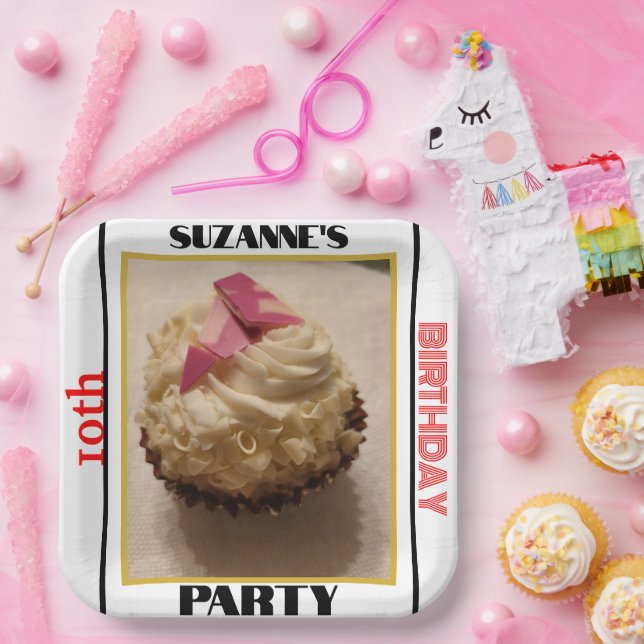 10th Birthday Party Cupcake PHOTO  NAME  AGE  Paper Plates (Party)