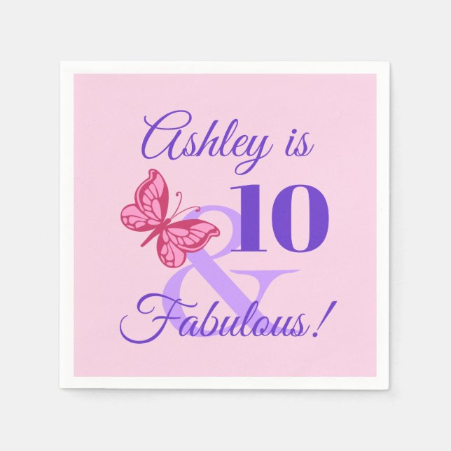 10th Birthday Party For Girls Napkins (Front)
