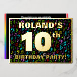[ Thumbnail: 10th Birthday Party — Fun, Colorful Music Symbols Invitation ]