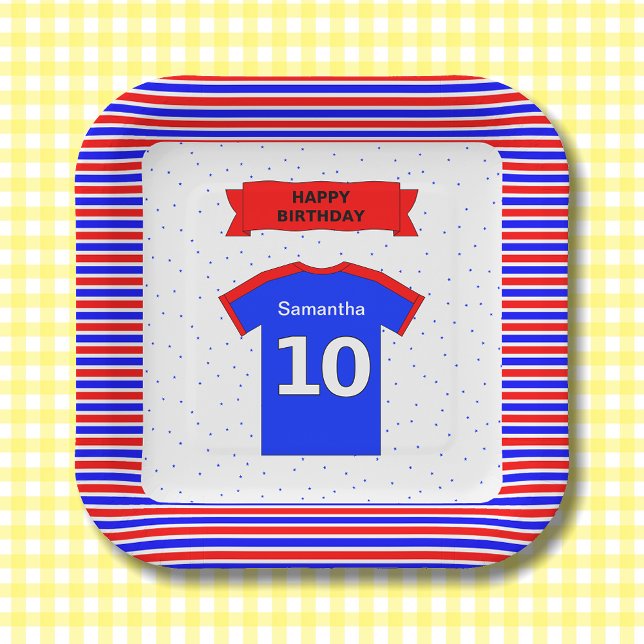 10th birthday party girls boys add name square paper plates (Creator Uploaded)