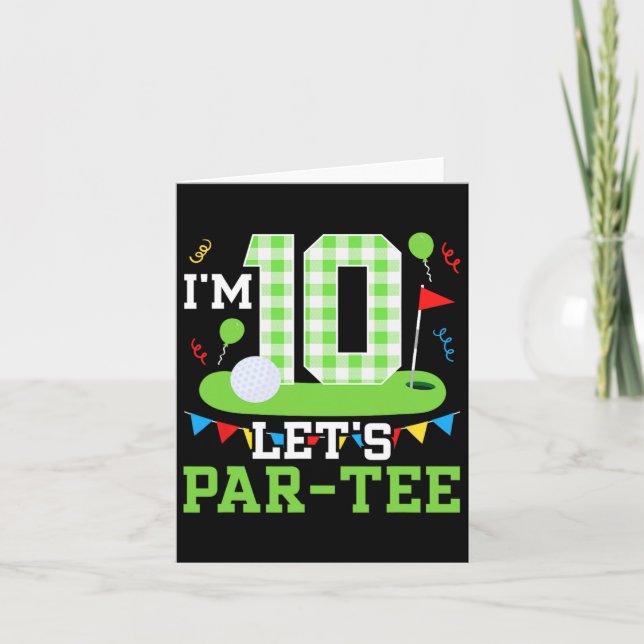 10th Birthday Party Golf Boy Ten Year Old Golfer 1 Card (Front)