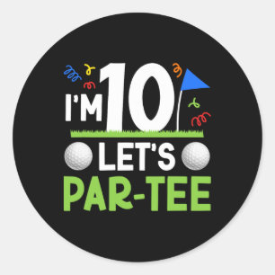 10th Birthday Party Golf Boy Ten Year Old Golfer  Classic Round Sticker