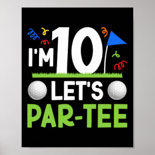 10th Birthday Party Golf Boy Ten Year Old Golfer Poster