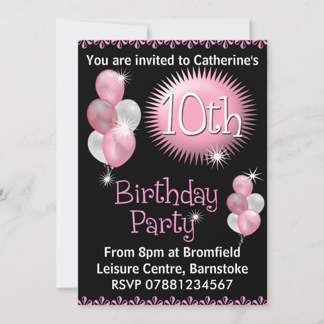 10th Birthday Party Invitation (Front)