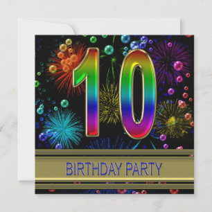 10th Birthday party Invitation with bubbles