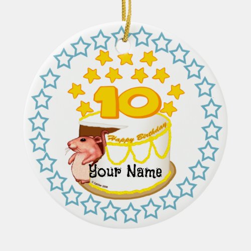 10th Birthday Party Mouse custom name Ceramic Ornament