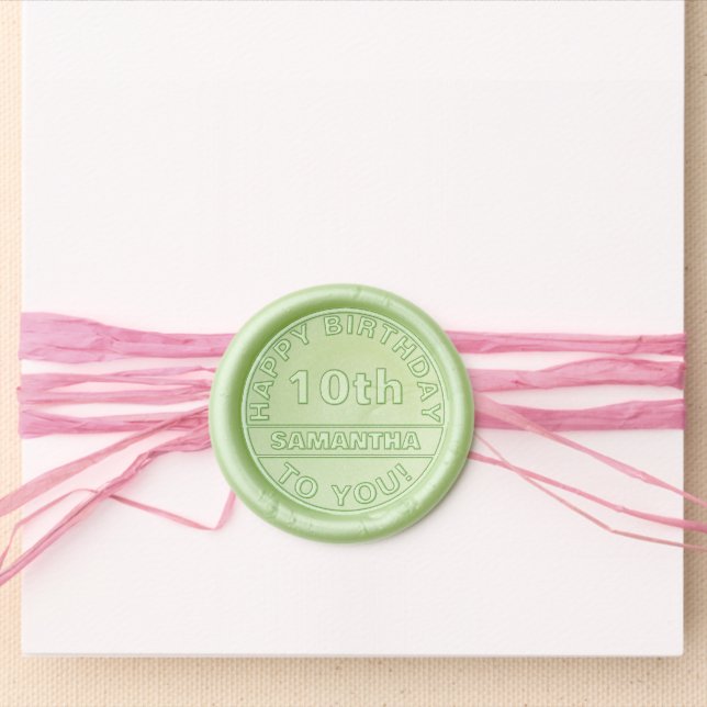 10th Birthday Party Name Age Wax Seal Sticker (Front)