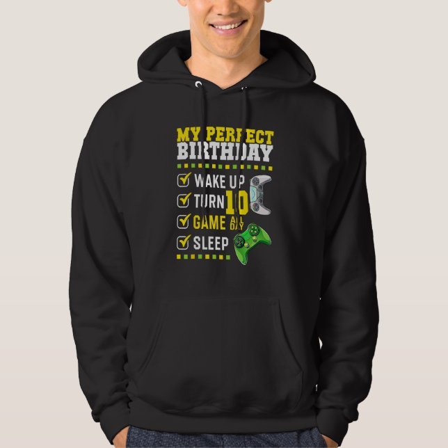 10th Birthday Party Perfect For Gamer 10 Years Old Hoodie (Front)