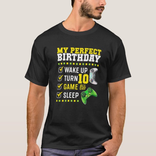 10Th Birthday Party Perfect For Gamer 10 Years Old T-Shirt (Front)