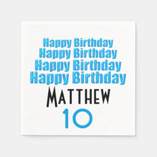 10th Birthday Party Personalized Paper Napkins