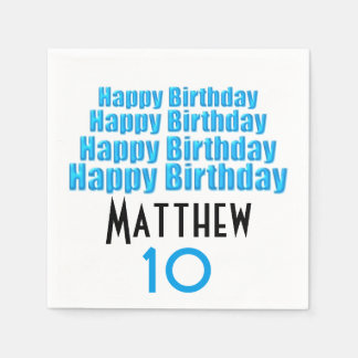 10th Birthday Party Personalized Paper Napkins
