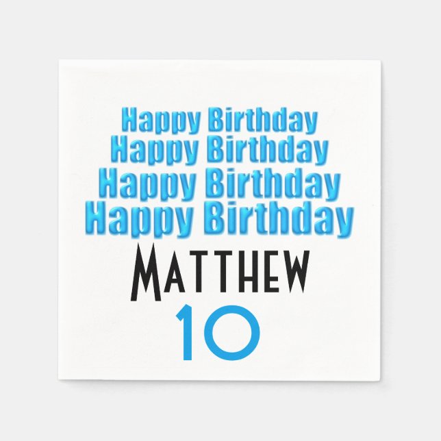10th Birthday Party Personalized Paper Napkins (Front)