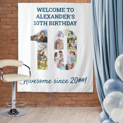 10th Birthday Party Photo Collage Backdrop