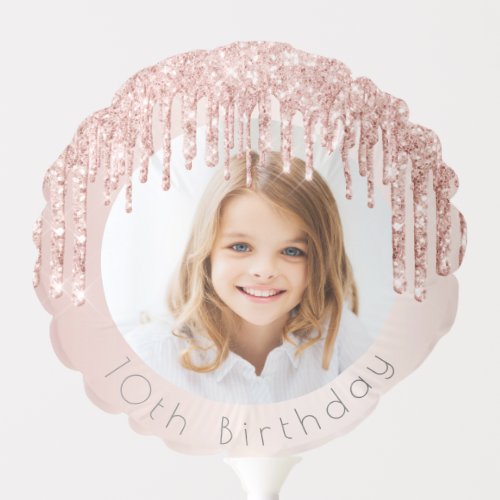 10th birthday party photo rose gold pink glitter balloon