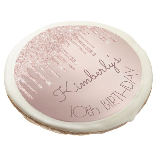 10th birthday party rose gold glitter 10 girl pink sugar cookie
