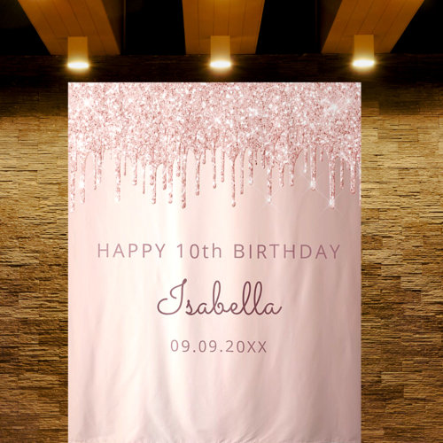 10th Birthday party rose gold glitter drip girl