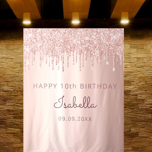 10th Birthday party rose gold glitter drip girl Tapestry