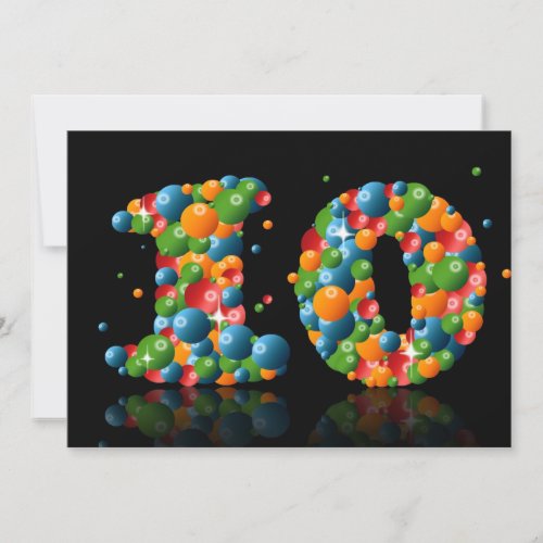 10th Birthday party, with bubbles and balls Custom Invitation