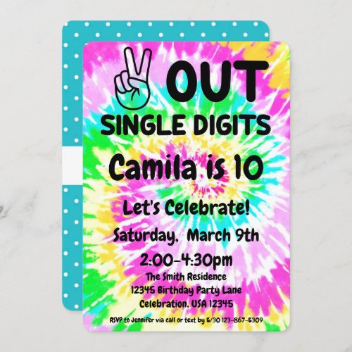 10th Birthday Peace out single digits Invitation
