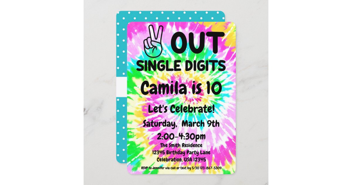 10th Birthday Peace out single digits Invitation