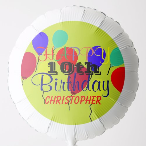 10th Birthday Personalized Balloons