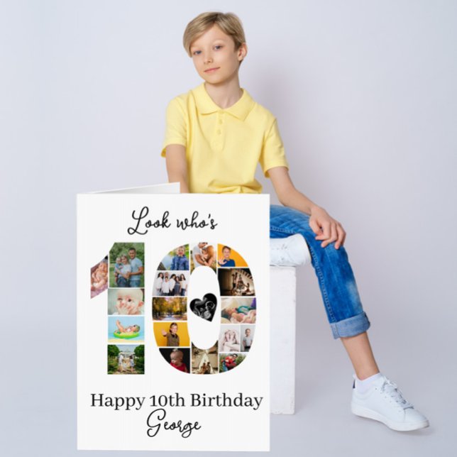 10th Birthday Photo Collage custom Keepsake Card (Creator Uploaded)