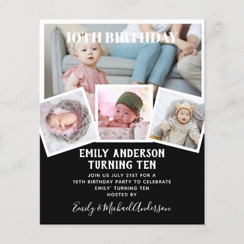 10TH Birthday Photo Collage Invite Boy Girl Mixed Flyer