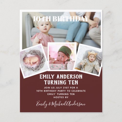 10TH Birthday Photo Collage Invite Boy Girl Mixed Flyer