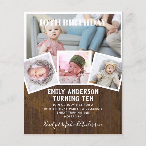 10TH Birthday Photo Collage Invite Boy Girl Mixed Flyer