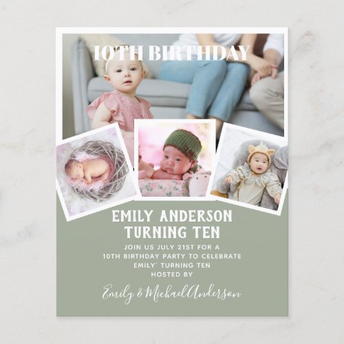 10TH Birthday Photo Collage Invite Boy Girl Mixed Flyer