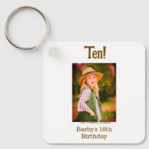 10th birthday photo name date simple brown beige b