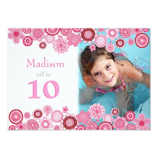 10th birthday pink party invitation photo card zazzle com birthday invites for girls