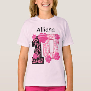 10th Birthday Pink Zebra Custom Name V025A2 T-Shirt
