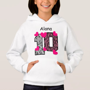 10th Birthday Pink Zebra Custom Name V025A7 Hoodie
