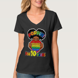 10th Birthday Pop It Fidget African American Kids T-Shirt