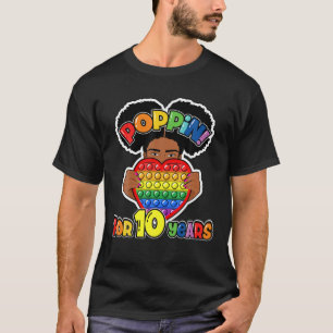 10Th Birthday Pop It Fidget African American Kids T-Shirt