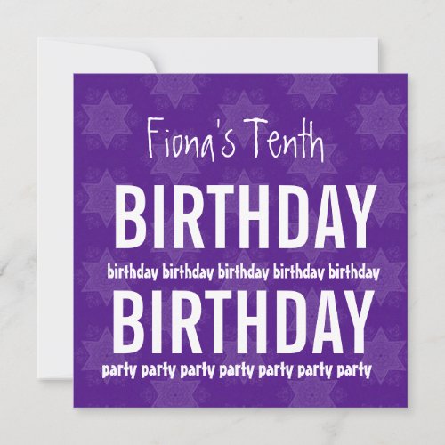 10th Birthday Purple Stars Custom Name V03 Personalized Invitations