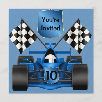 10th Birthday Race Car Invitation by PersonalCustom at Zazzle
