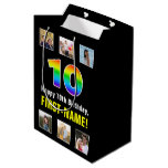 [ Thumbnail: 10th Birthday: Rainbow “10“, Custom Photos & Name Gift Bag ]