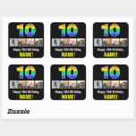 [ Thumbnail: 10th Birthday: Rainbow “10”; Custom Photos & Name Sticker ]