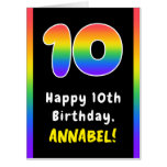 [ Thumbnail: 10th Birthday: Rainbow Spectrum # 10, Custom Name Card ]