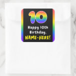[ Thumbnail: 10th Birthday: Rainbow Spectrum # 10, Custom Name Sticker ]