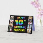 [ Thumbnail: 10th Birthday: Rainbow Text, Custom Photos & Name Card ]