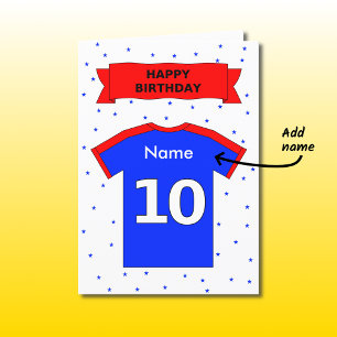 10th birthday red blue t-shirt add a name card