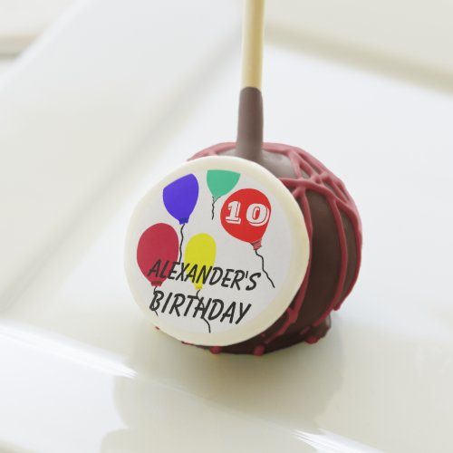 10th Birthday Red Yellow Green Party Balloons Cake Pops
